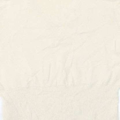 Brand and care label for Sky Designs women’s beige basic t-shirt, size M, - flowers