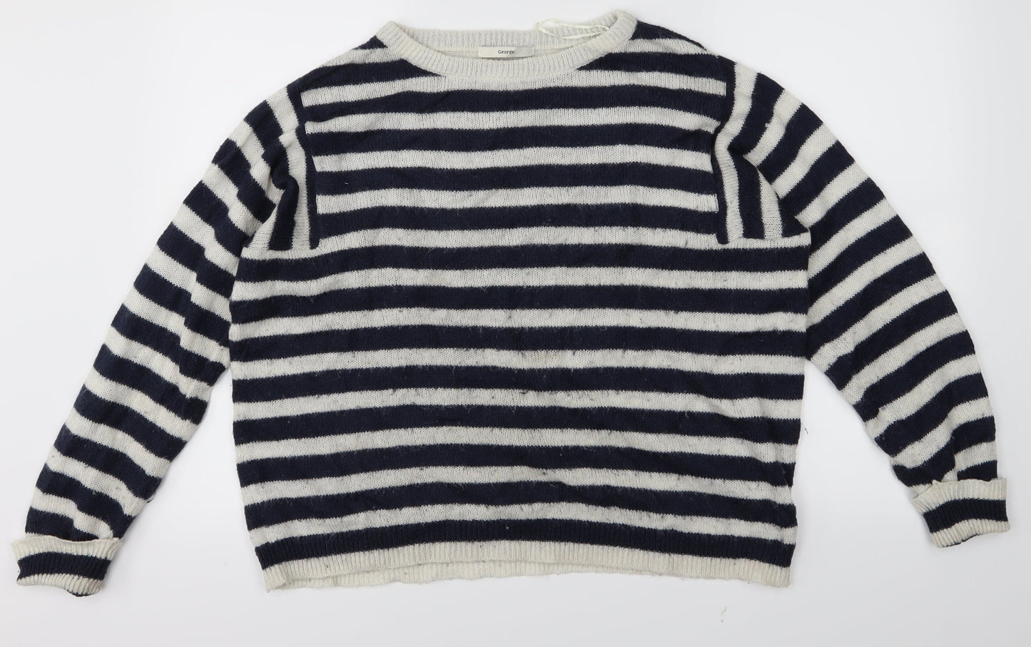 George Womens Blue Striped  Pullover Jumper Size 14
