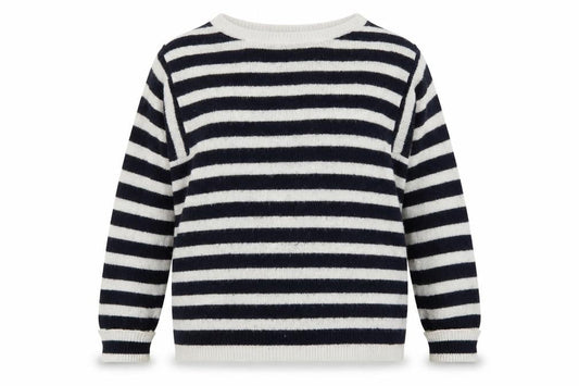 Front view of George women’s blue striped jumper, size UK 14