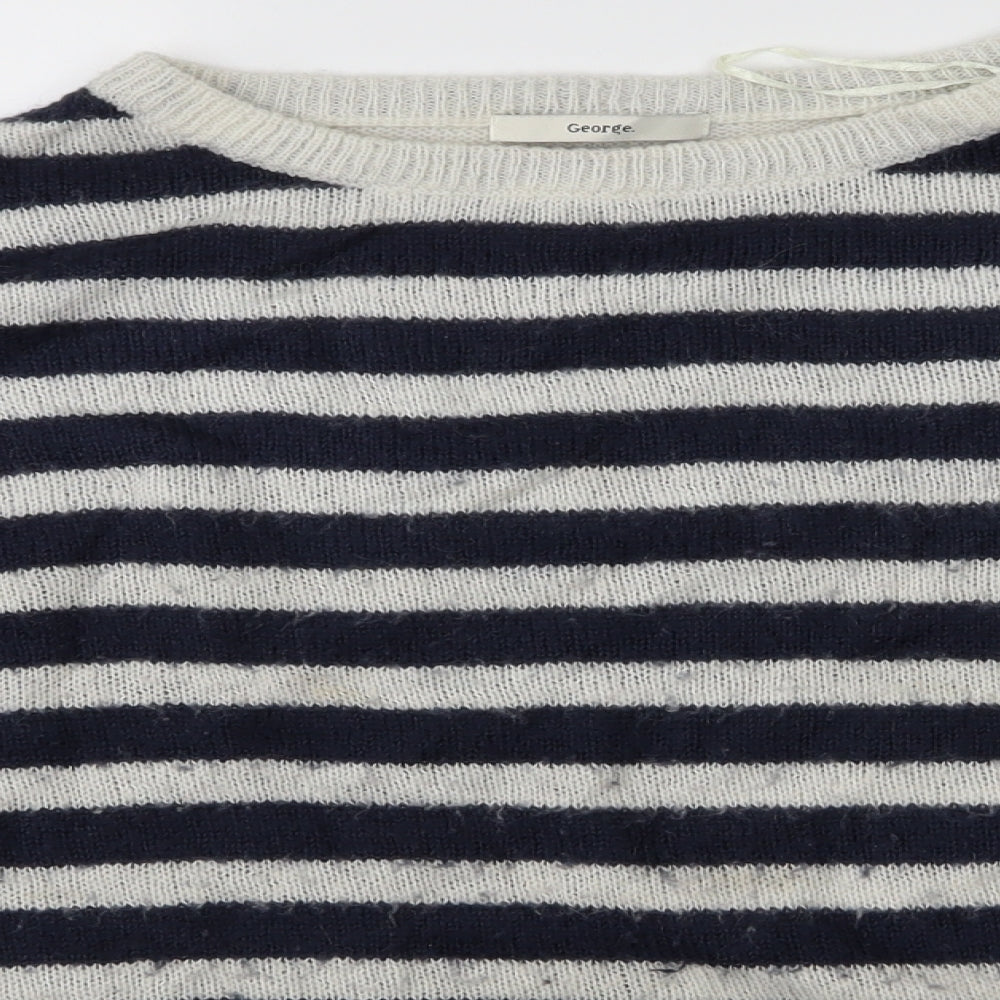 George Womens Blue Striped  Pullover Jumper Size 14