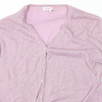 Close-up detail of Michele Hope women’s pink basic blouse, size UK 14