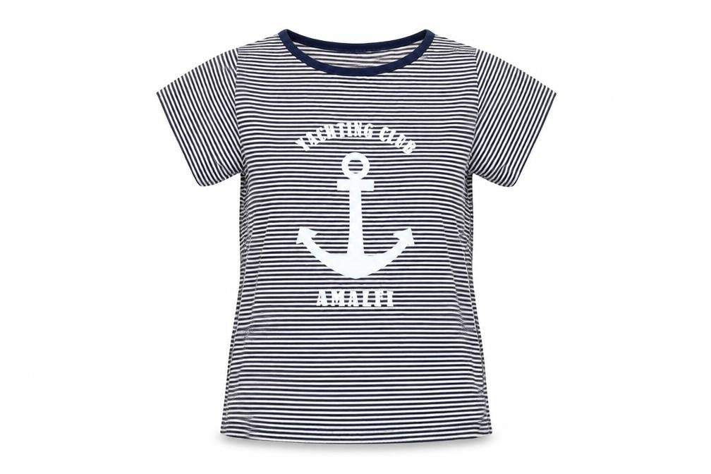 Desiderio Girls Blue Striped  Basic T-Shirt Size S  - yachting club amalfi