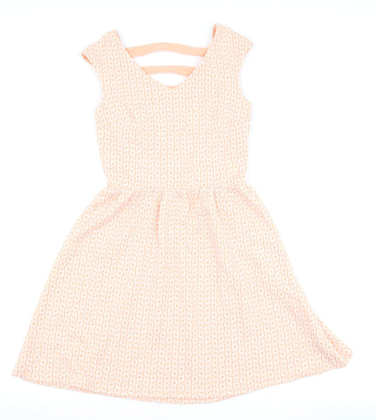 Xhilaration Womens Pink Geometric  Skater Dress  Size S