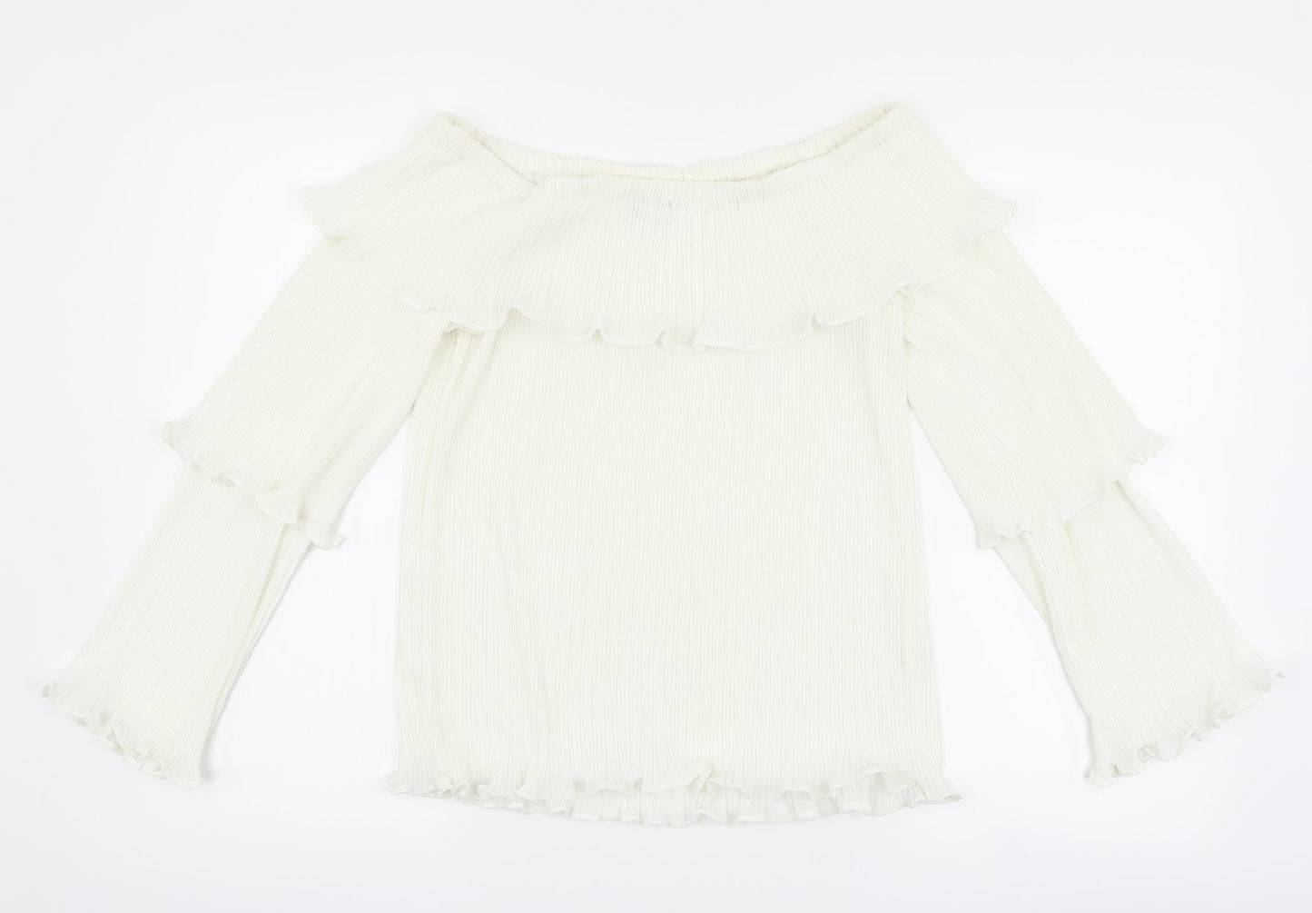 PRETTYLITTLETHING Womens White   Basic Blouse Size 12  - pleated