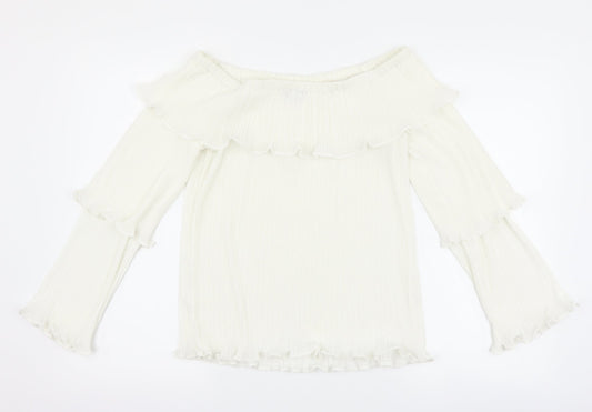 PRETTYLITTLETHING Womens White   Basic Blouse Size 12  - pleated