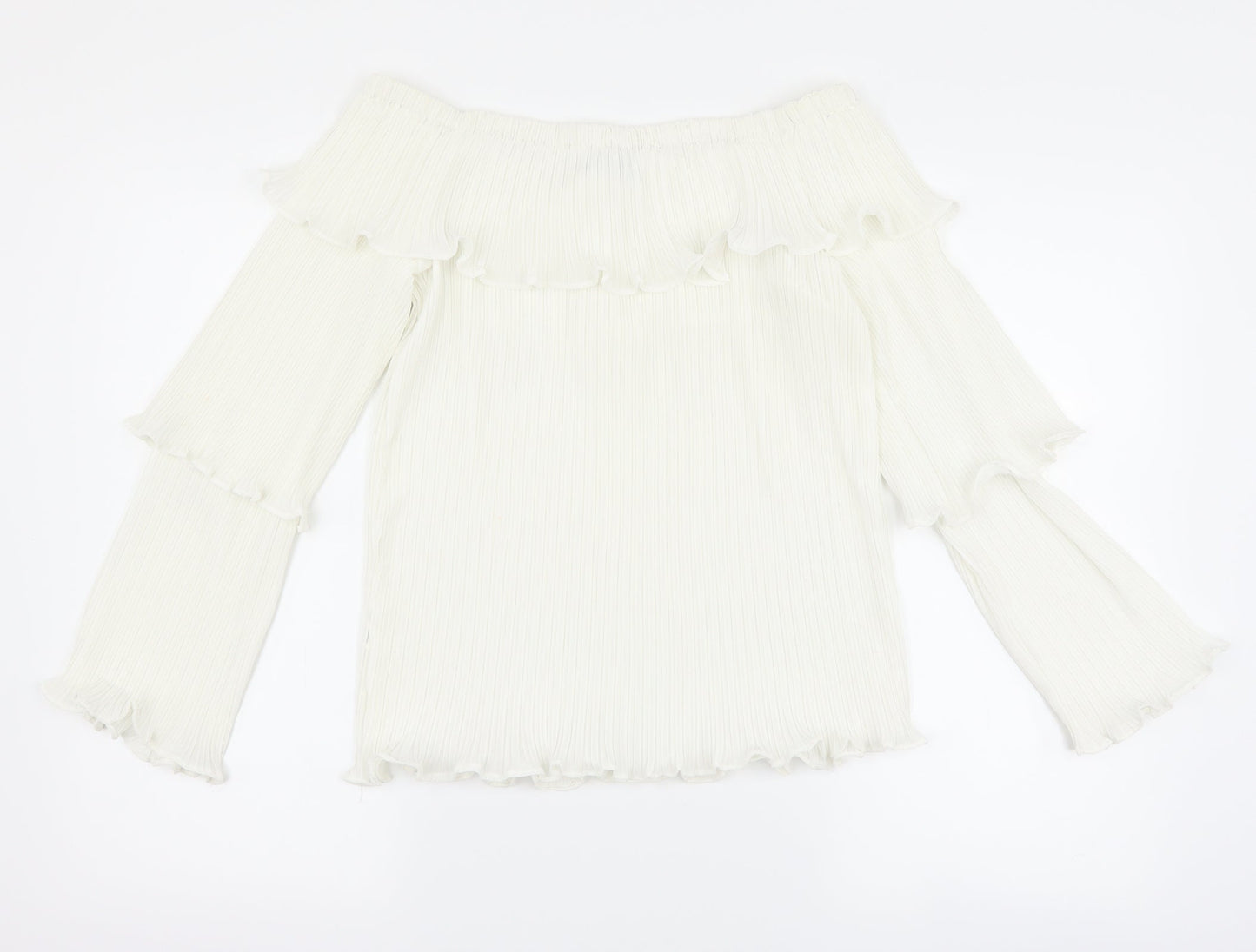 PRETTYLITTLETHING Womens White   Basic Blouse Size 12  - pleated