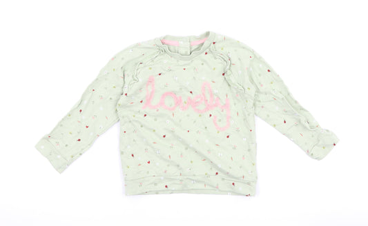 Mothercare Girls Green   Pullover Sweatshirt Size 2-3 Years  - lovely
