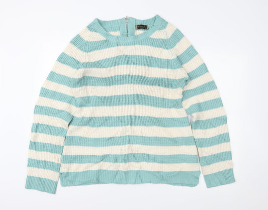 originals Womens Green Striped  Pullover Jumper Size XL
