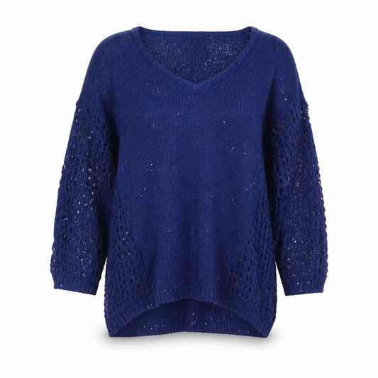 Front view of Marks & Spencer women’s blue jumper, size UK 12