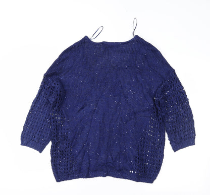 Back view of Marks & Spencer women’s blue jumper, size UK 12
