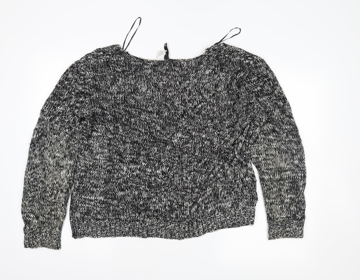 H&M Womens Black Herringbone  Full Zip Jumper Size 8