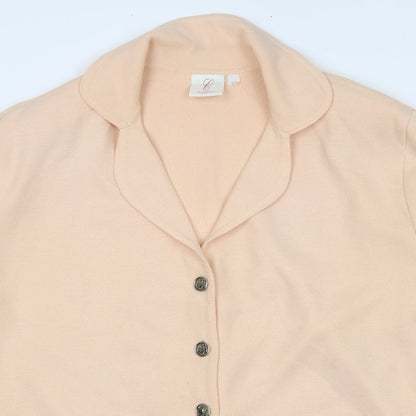 Close-up detail of Compliments women’s pink jacket coatigan, size UK 16