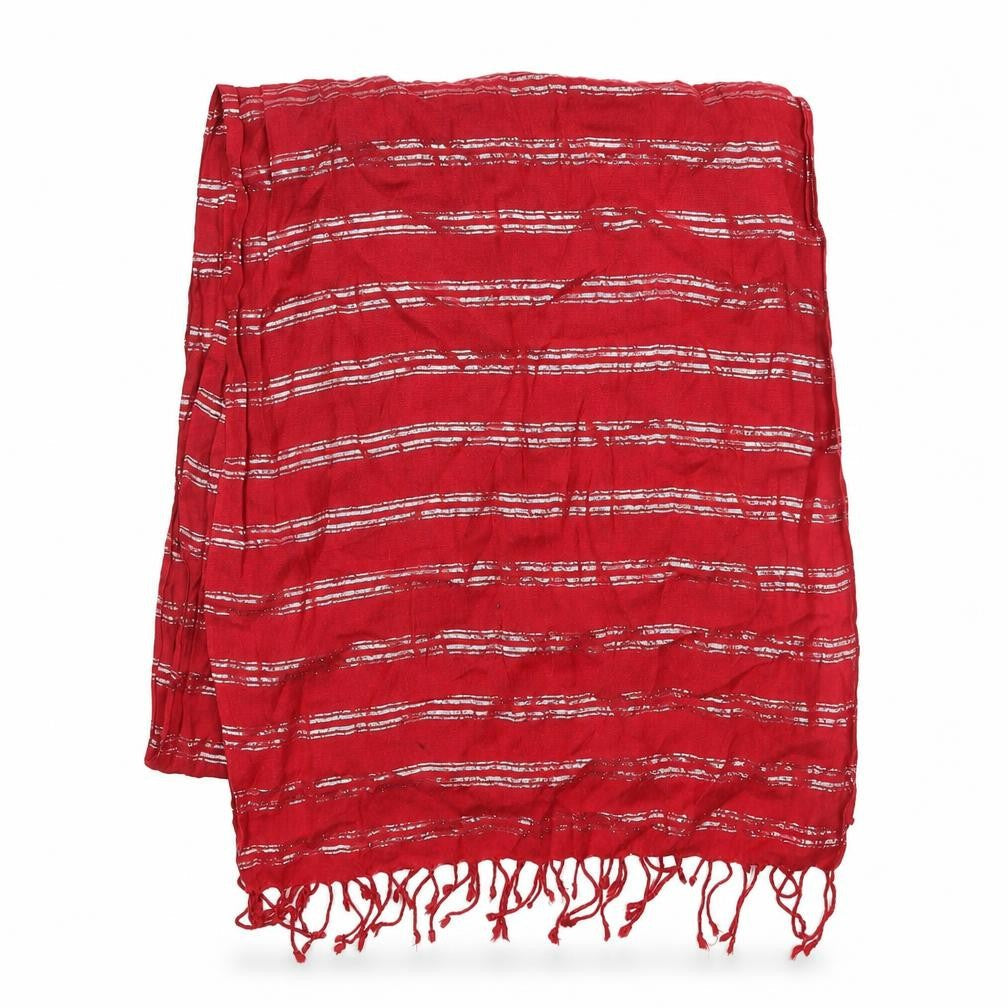Preworn Womens Red Striped   Shawl/Wrap