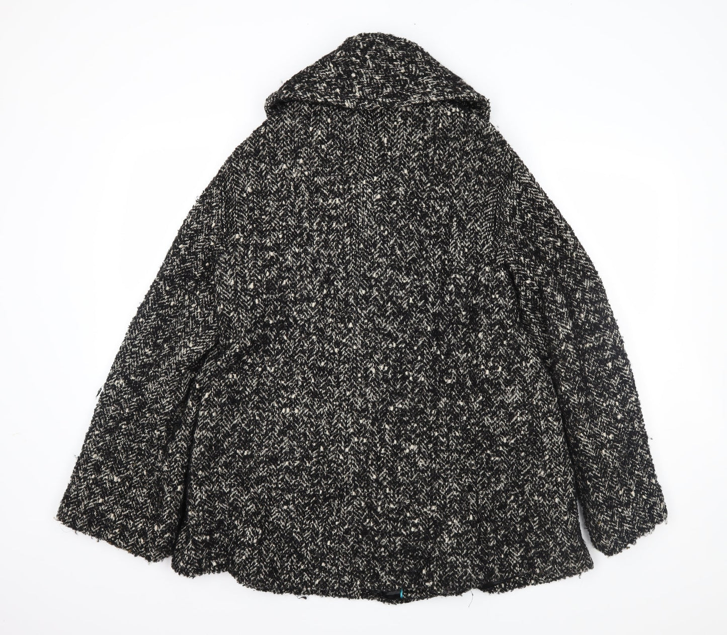 NEXT Womens Black Herringbone  Overcoat Coat Size 10