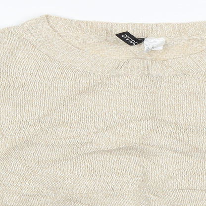 Close-up detail of H&M women’s beige jumper, size M