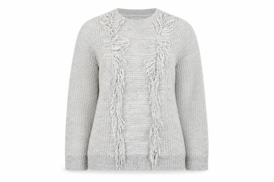 Front view of Papaya women’s grey jumper, size UK 12