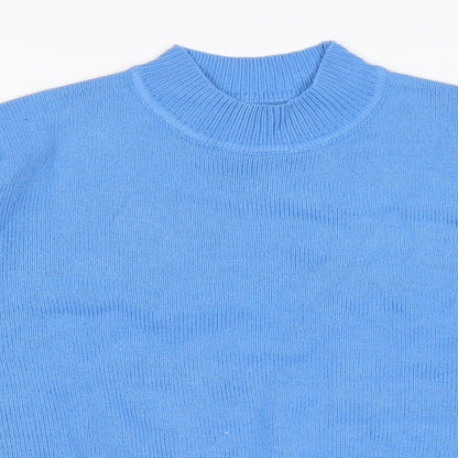 Close-up detail of Damart women’s blue jumper, size UK 10