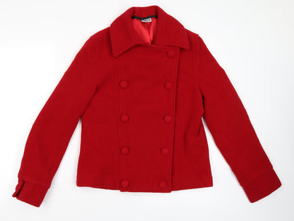 Additional front view of Select women’s red pea coat coat, size UK 12