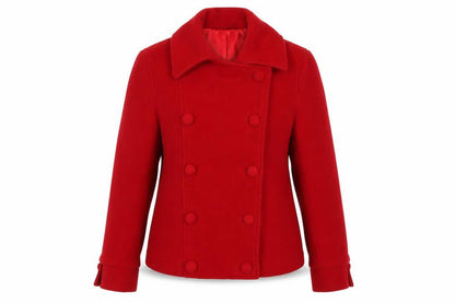 Front view of Select women’s red pea coat coat, size UK 12