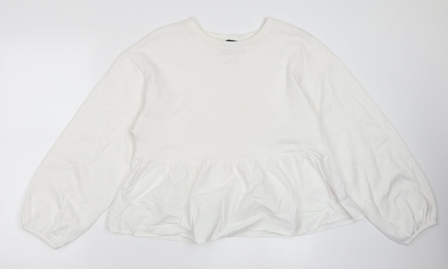 Primark Womens White   Pullover Sweatshirt Size 10  - Peplum