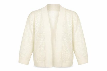 Front view of Ronni Nicole women’s white cardigan jumper, size M