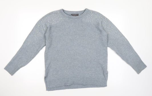 Primark Womens Blue   Pullover Jumper Size 4  - Embellished
