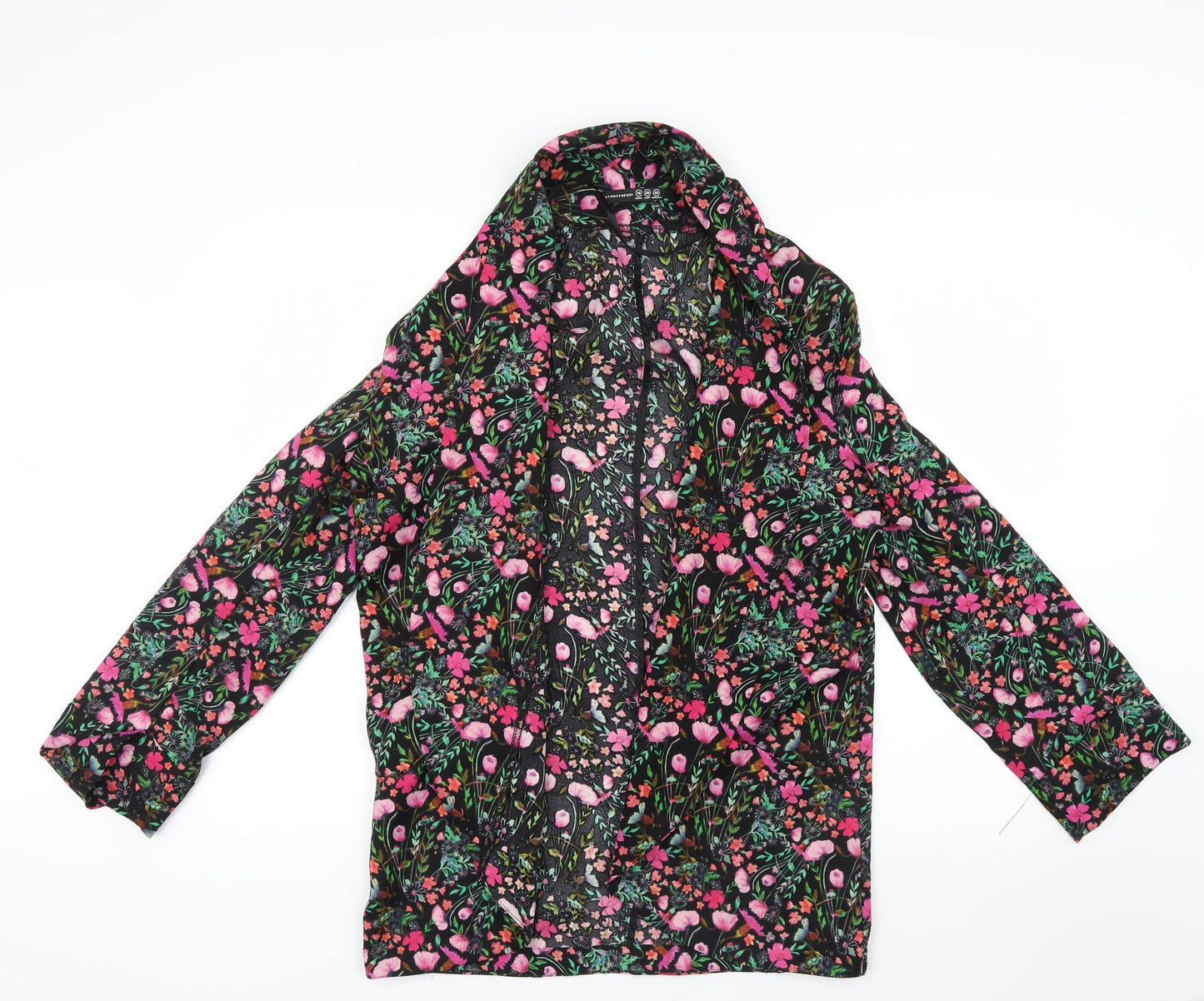 Atmosphere Womens Black Floral  Jacket Blazer Size 10  - thin jacket