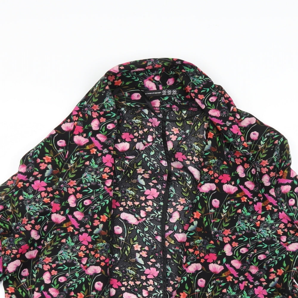 Atmosphere Womens Black Floral  Jacket Blazer Size 10  - thin jacket