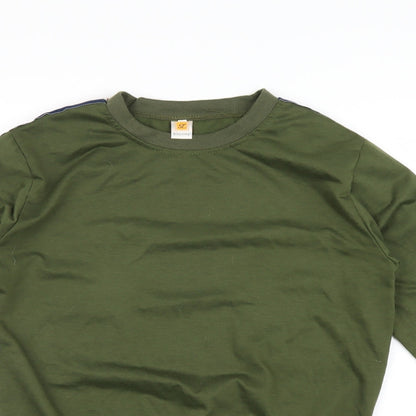 Close-up detail of Liranmel women’s green striped pullover sweatshirt, size 2XL, - stripe on sleeves