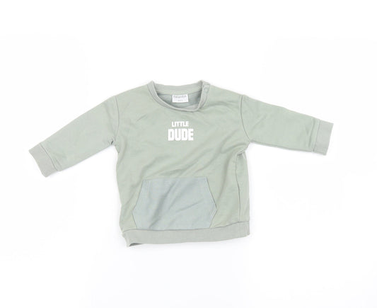 fred & flo  Green   Pullover Jumper Size 3-6 Months  - little dude