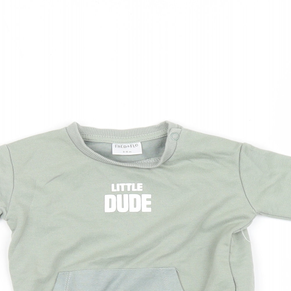 fred & flo  Green   Pullover Jumper Size 3-6 Months  - little dude