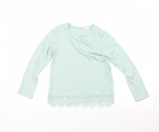 H&M Girls Green   Pullover Jumper Size 7-8 Years
