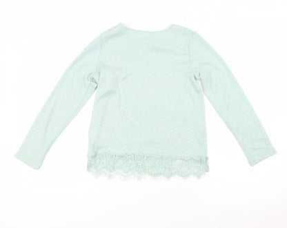 Back view of H&M girls’ green jumper, size 7-8, years