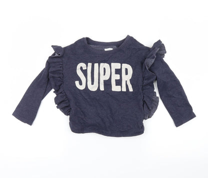 Additional front view of Next girls’ blue pullover sweatshirt, size 5, years - super