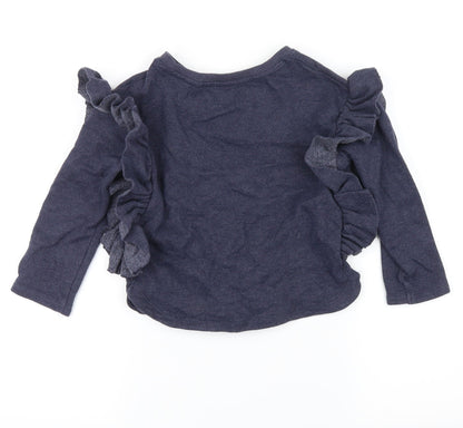 Back view of Next girls’ blue pullover sweatshirt, size 5, years - super