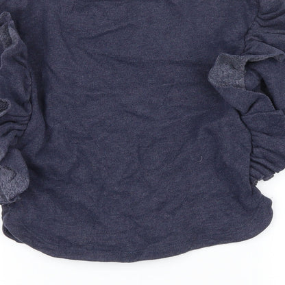 Brand and care label for Next girls’ blue pullover sweatshirt, size 5, years - super