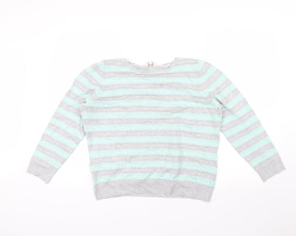 Additional front view of Country Casuals women’s blue striped jumper, size XL