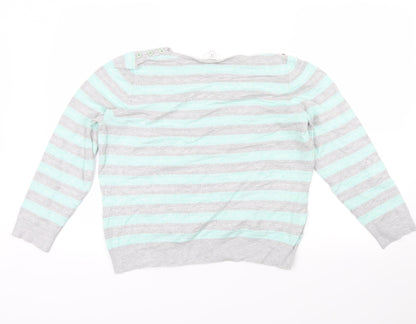 Back view of Country Casuals women’s blue striped jumper, size XL