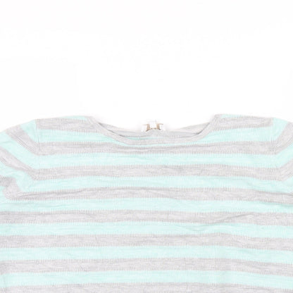 Close-up detail of Country Casuals women’s blue striped jumper, size XL