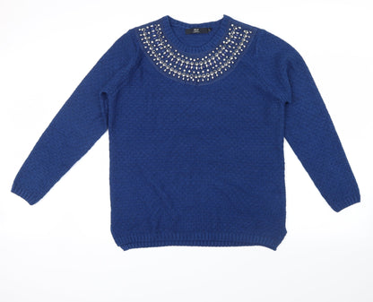 Additional front view of Isle Essentials women’s blue jumper, size M