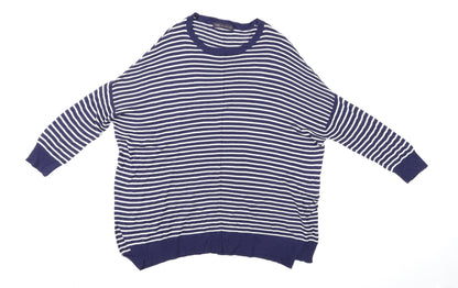 Additional front view of Marks & Spencer women’s blue striped jumper, size UK 12