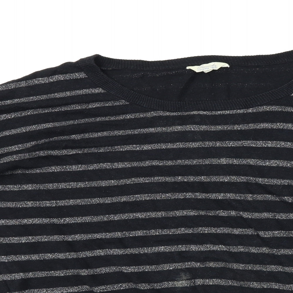Peacocks Womens Black Striped  Pullover Jumper Size 16  - Glitery