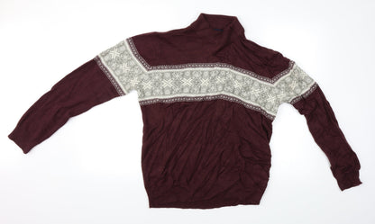 Front view of Threadbare men’s red geometric jumper, size L