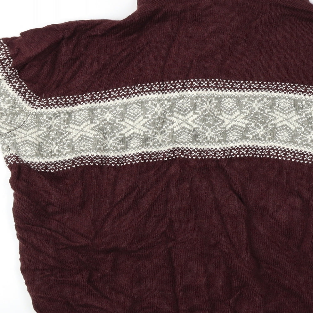 Threadbare Mens Red Geometric  Pullover Jumper Size L