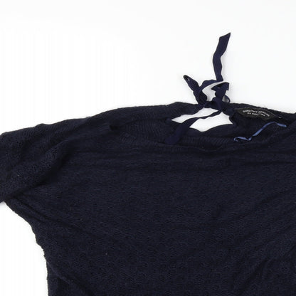 Close-up detail of Dorothy Perkins women’s blue jumper, size UK 6