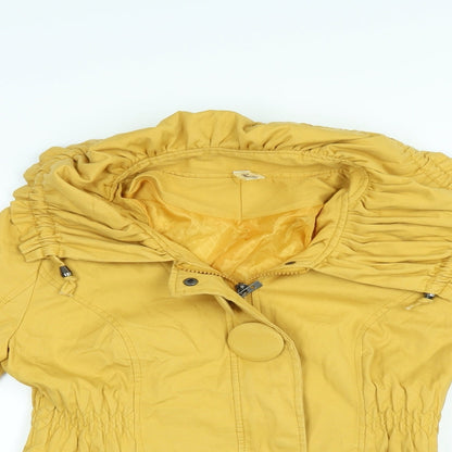 Close-up detail of Fashion M women’s yellow jacket coat, size S