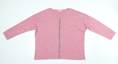 Additional front view of New Collection women’s pink basic blouse, size L