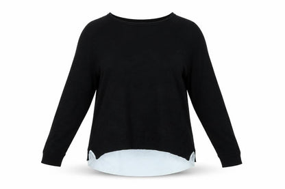 Front view of ESMARA women’s black basic blouse, size UK 16