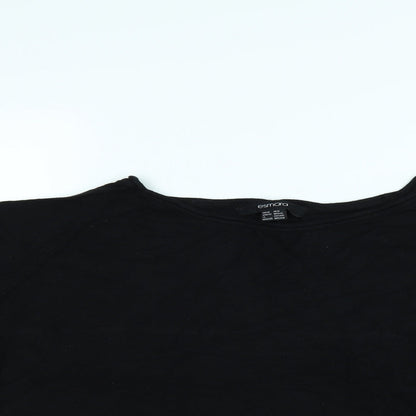 Close-up detail of ESMARA women’s black basic blouse, size UK 16