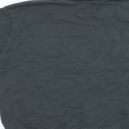 Brand and care label for L.I.M.I.T.E men’s grey jumper, size M